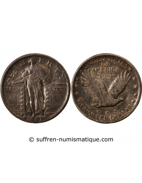 USA - 1/4 DOLLAR ARGENT "Standing Liberty Quarter" 1917 PHILADELPHIE Type 2