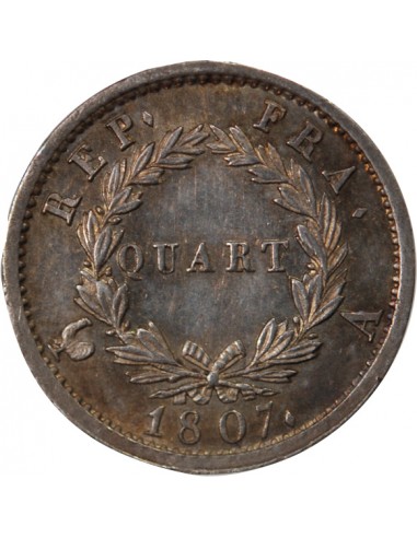 NAPOLEON Ier - 1/4 FRANC ARGENT 1807 A PARIS