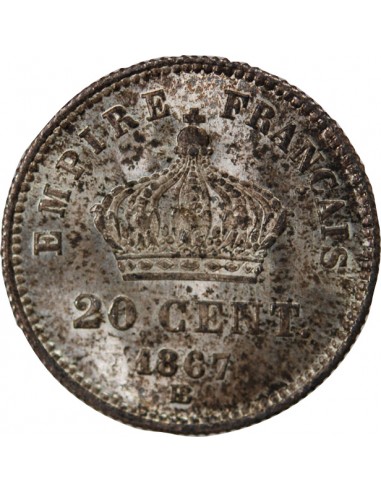 NAPOLEON III - 20 CENTIMES ARGENT 1867 BB STRASBOURG