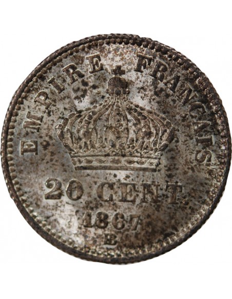 NAPOLEON III - 20 CENTIMES ARGENT 1867 BB STRASBOURG
