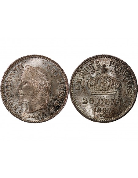 NAPOLEON III - 20 CENTIMES ARGENT 1867 BB STRASBOURG