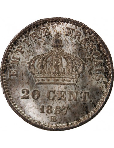 NAPOLEON III - 20 CENTIMES ARGENT 1867 BB STRASBOURG