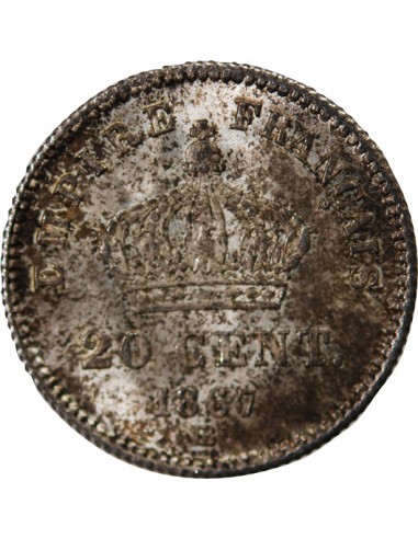 NAPOLEON III - 20 CENTIMES ARGENT 1867 BB STRASBOURG