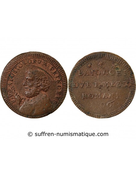 VATICAN, PIE VI - 2 1/2 BAIOCCHI 1796 ROME