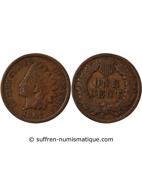 USA - 1 CENT "Indian Head" 1907 PHILADELPHIE