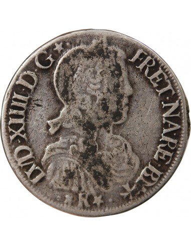 LOUIS XIV - ECU DE BÉARN ARGENT A LA MECHE LONGUE 1655 R PAU