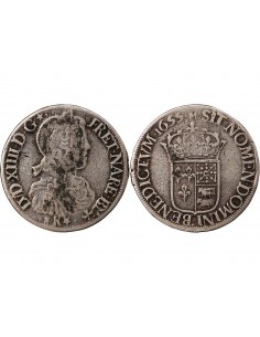 LOUIS XIV - ECU DE BÉARN ARGENT A LA MECHE LONGUE 1655 R PAU 2