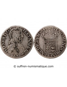 LOUIS XIV - ECU DE BÉARN ARGENT A LA MECHE LONGUE 1655 R PAU