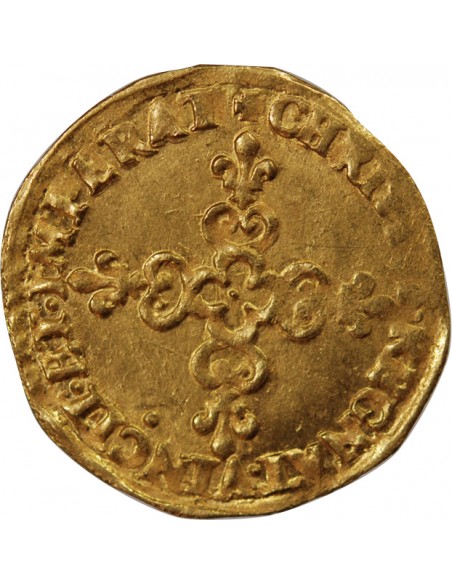 CHARLES X, CARDINAL DE BOURBON - ECU D'OR AU SOLEIL 1593 A PARIS