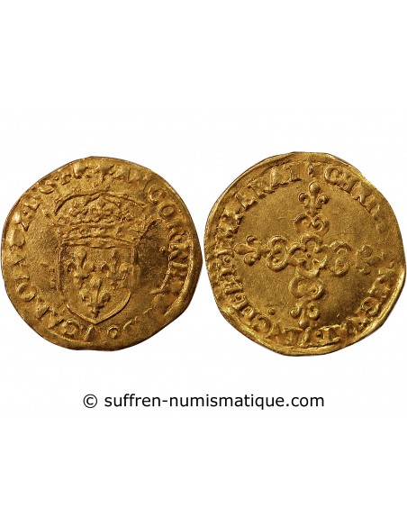 CHARLES X, CARDINAL DE BOURBON - ECU D'OR AU SOLEIL 1593 A PARIS