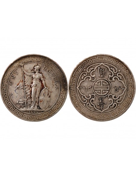 GRANDE-BRETAGNE - TRADE DOLLAR ARGENT 1899 B BOMBAY