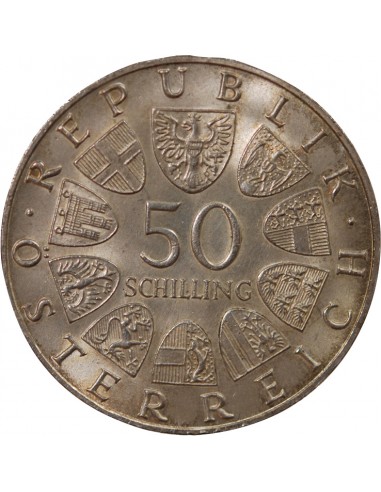 AUTRICHE, ANNIVERSAIRE DE LA REPUBLIQUE - 50 SCHILLING ARGENT 1968