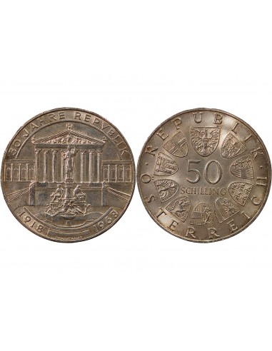 AUTRICHE, ANNIVERSAIRE DE LA REPUBLIQUE - 50 SCHILLING ARGENT 1968