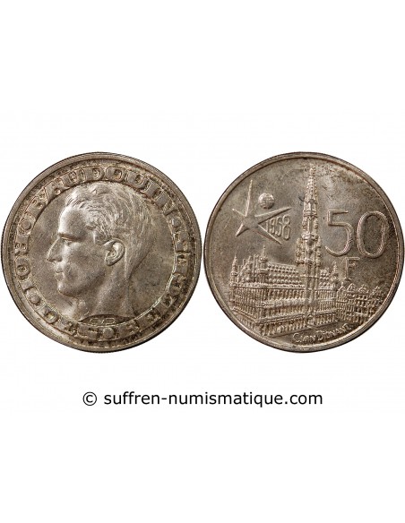 BELGIQUE, BAUDOUIN - 50 FRANCS ARGENT 1958 - Légende française