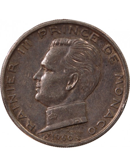 MONACO, RAINIER III - 5 FRANCS ARGENT 1960