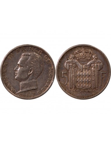 MONACO, RAINIER III - 5 FRANCS ARGENT 1960