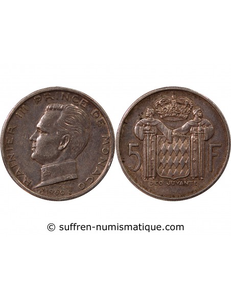 MONACO, RAINIER III - 5 FRANCS ARGENT 1960