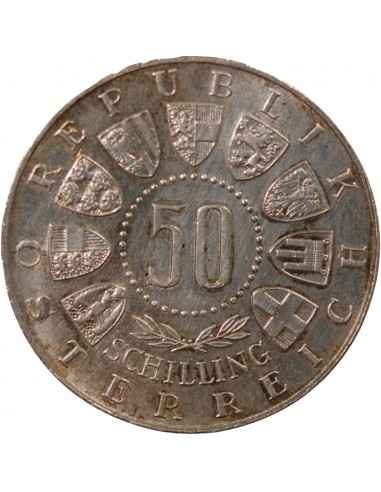 AUTRICHE, JEUX OLYMPIQUES INNSBRUCK - 50 SCHILLING ARGENT 1964