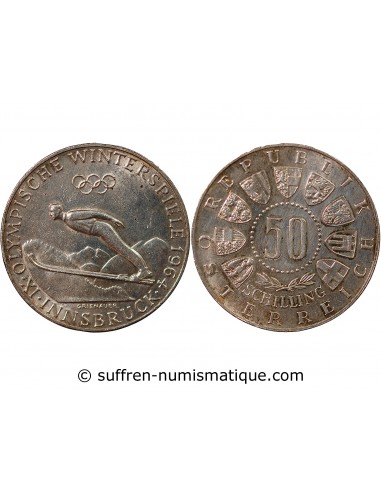 AUTRICHE, JEUX OLYMPIQUES INNSBRUCK - 50 SCHILLING ARGENT 1964