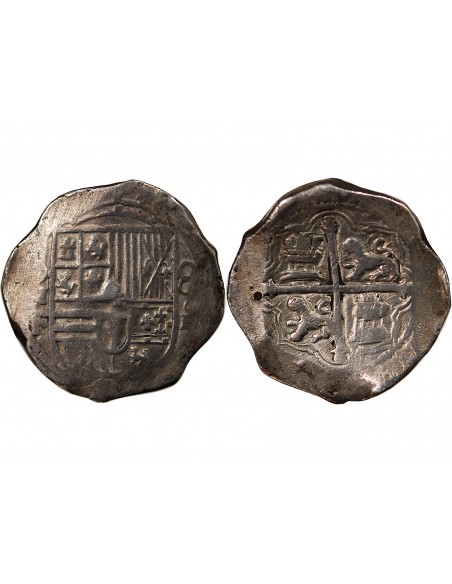 MEXIQUE, PHILIPPE II, III, IV - COB 8 REALES ARGENT 1555 / 1565 - MONNAIE DE PIRATE