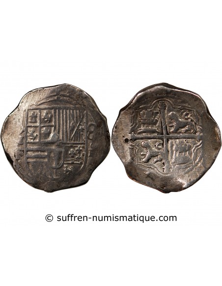 MEXIQUE, PHILIPPE II, III, IV - COB 8 REALES ARGENT 1555 / 1565 - MONNAIE DE PIRATE