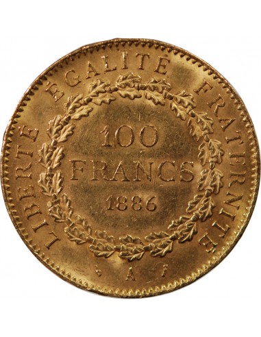 GENIE - 100 FRANCS OR 1886 "Dieu protège la France"﻿﻿