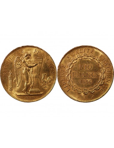 GENIE - 100 FRANCS OR 1886 "Dieu protège la France"﻿﻿