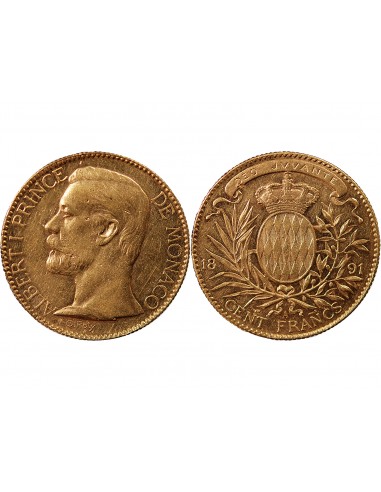 MONACO, ALBERT Ier - 100 FRANCS OR 1891 A PARIS