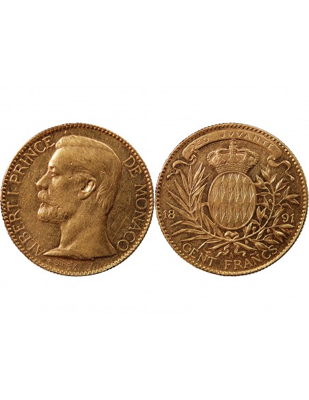 MONACO, ALBERT Ier - 100 FRANCS OR 1891 A PARIS