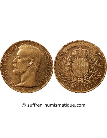 MONACO, ALBERT Ier - 100 FRANCS OR 1891 A PARIS