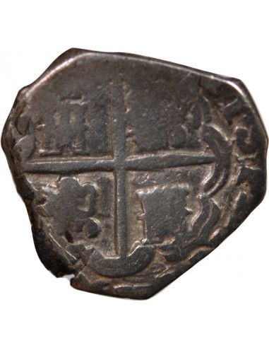 ESPAGNE OU COLONIES, PHILIPPE II, III, IV - COB 2 REALES ARGENT 1555 / 1565 - MONNAIE DE PIRATE