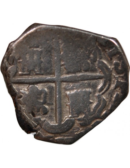 ESPAGNE OU COLONIES, PHILIPPE II, III, IV - COB 2 REALES ARGENT 1555 / 1565 - MONNAIE DE PIRATE