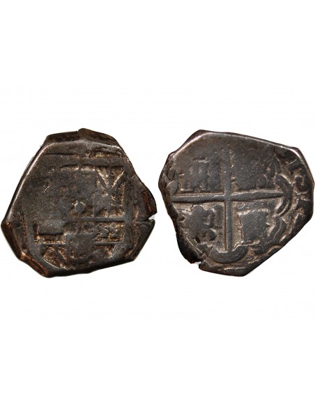 ESPAGNE OU COLONIES, PHILIPPE II, III, IV - COB 2 REALES ARGENT 1555 / 1565 - MONNAIE DE PIRATE