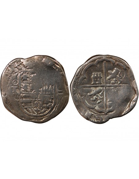 ESPAGNE, PHILIPPE II, III, IV - COB 2 REALES ARGENT 1555 / 1565 TOLEDE - MONNAIE DE PIRATE