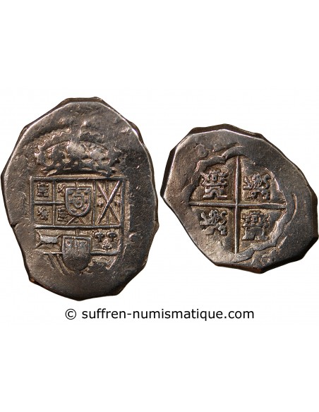 ESPAGNE OU COLONIES, PHILIPPE II, III, IV - COB 4 REALES ARGENT 1555 / 1565 - MONNAIE DE PIRATE