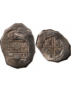 ESPAGNE OU COLONIES, PHILIPPE II, III, IV - COB 4 REALES ARGENT 1555 / 1565 - MONNAIE DE PIRATE 2