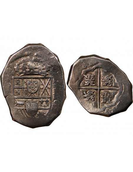 ESPAGNE OU COLONIES, PHILIPPE II, III, IV - COB 4 REALES ARGENT 1555 / 1565 - MONNAIE DE PIRATE