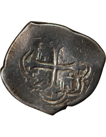 ESPAGNE OU COLONIES, PHILIPPE II, III, IV - COB 2 REALES ARGENT 1555 / 1565 - MONNAIE DE PIRATE