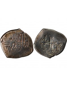 ESPAGNE OU COLONIES, PHILIPPE II, III, IV - COB 2 REALES ARGENT 1555 / 1565 - MONNAIE DE PIRATE 2