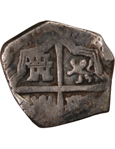 ESPAGNE OU COLONIES, PHILIPPE II, III, IV - COB 2 REALES ARGENT 1555 / 1565 - MONNAIE DE PIRATE