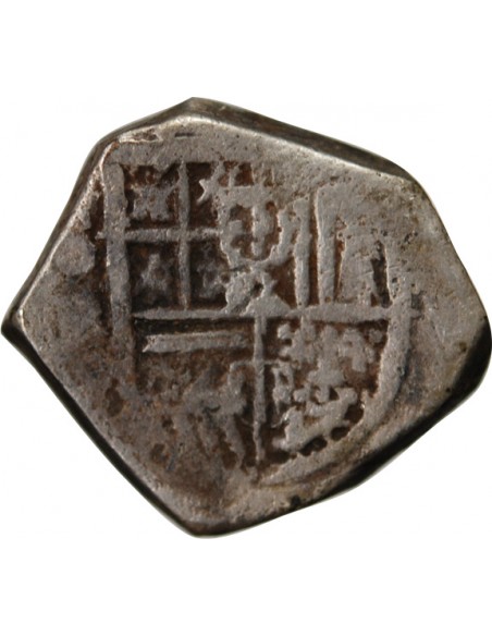 ESPAGNE OU COLONIES, PHILIPPE II, III, IV - COB 2 REALES ARGENT 1555 / 1565 - MONNAIE DE PIRATE