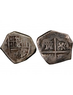 ESPAGNE OU COLONIES, PHILIPPE II, III, IV - COB 2 REALES ARGENT 1555 / 1565 - MONNAIE DE PIRATE 2