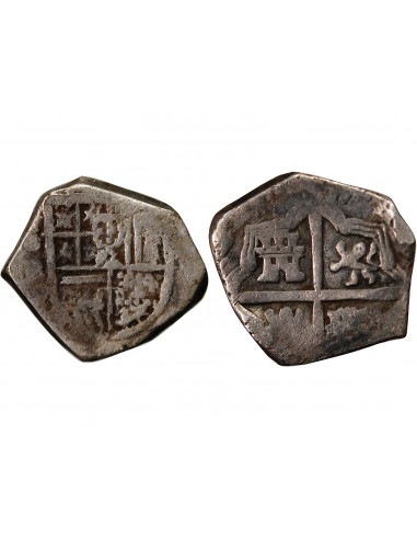 ESPAGNE OU COLONIES, PHILIPPE II, III, IV - COB 2 REALES ARGENT 1555 / 1565 - MONNAIE DE PIRATE