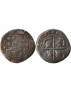 ESPAGNE OU COLONIES, PHILIPPE II, III, IV - COB 2 REALES ARGENT 1555 / 1565 - MONNAIE DE PIRATE 2