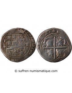 ESPAGNE OU COLONIES, PHILIPPE II, III, IV - COB 2 REALES ARGENT 1555 / 1565 - MONNAIE DE PIRATE