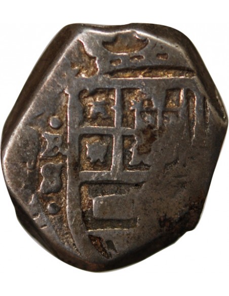 ESPAGNE, PHILIPPE II, III, IV - COB 2 REALES ARGENT 1555 / 1565 SEVILLE - MONNAIE DE PIRATE